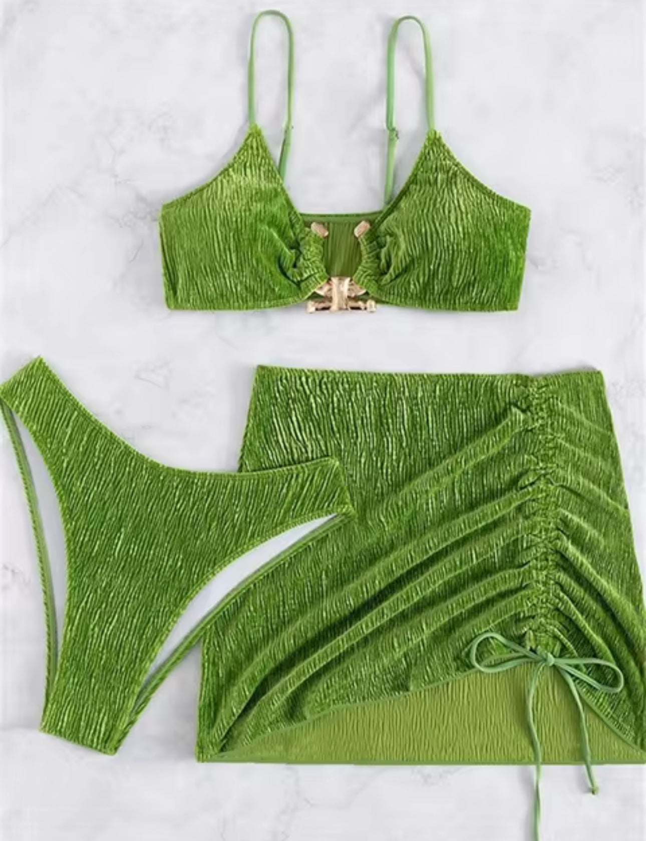 Jeweled Green 3 piece bikini