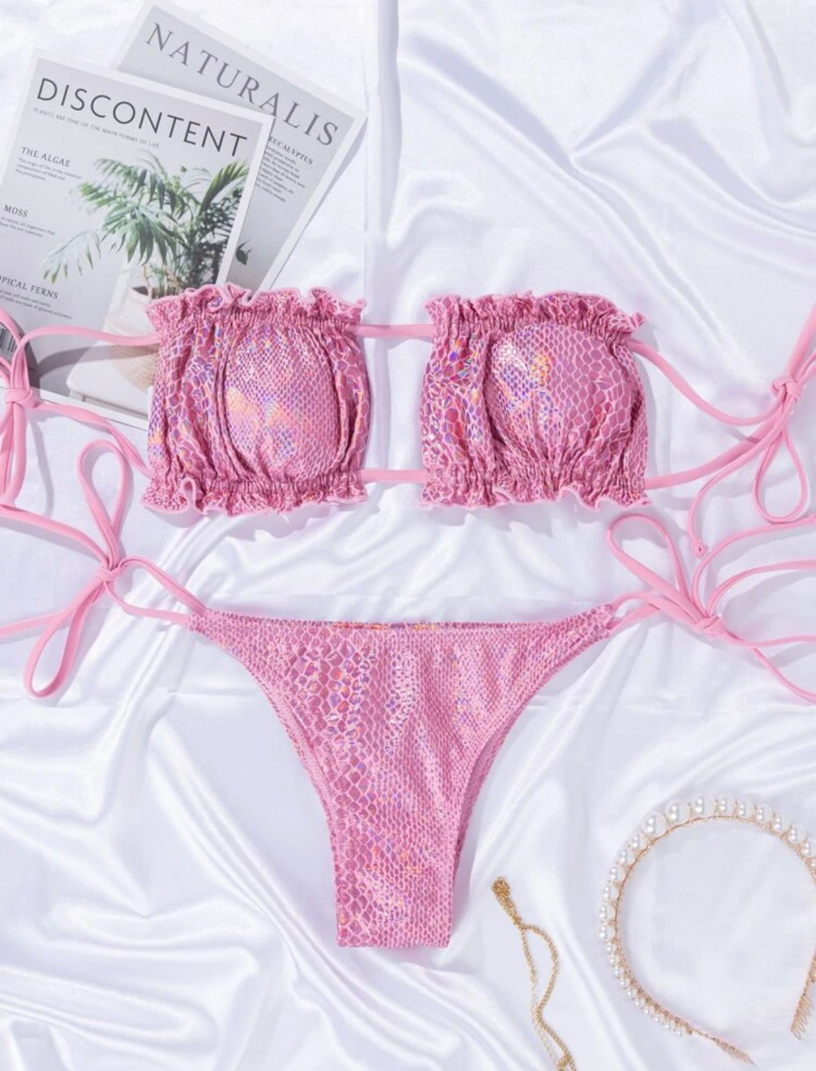 Ruched Pink Mermaid Bikini